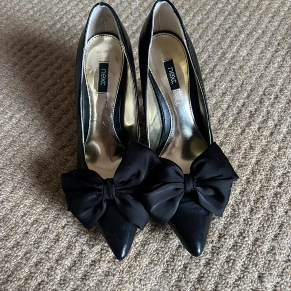 Next Women's Black Heels with Bow Detail
